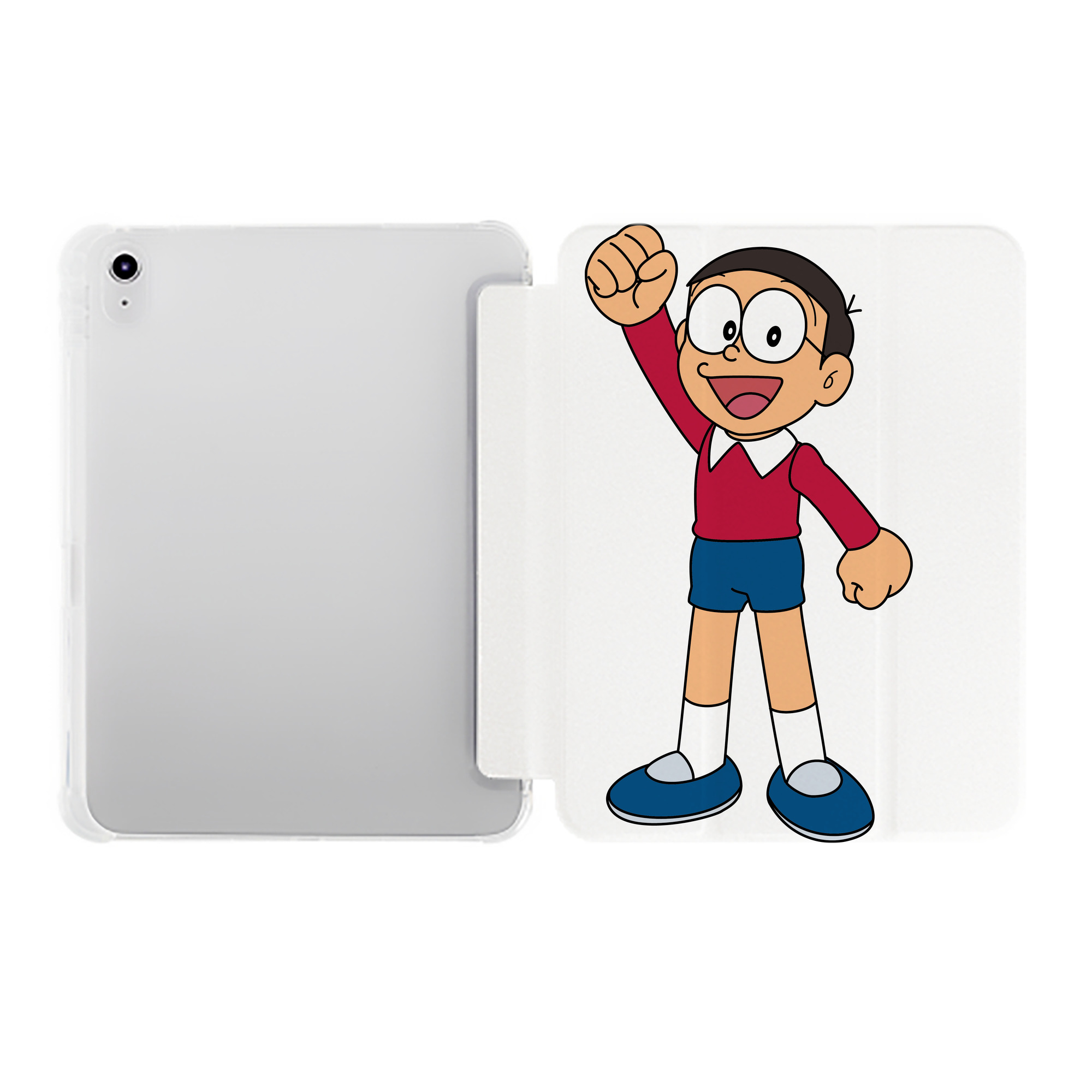 （画像用） ドラえもん 野比 のび太 Doraemon Nobita Nobi IPad ケース ペン収納付き 三つ折りスタンド PUレザー×シリコン 対応機種9.5/10.5/10.9インチ